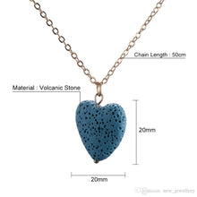 Charger l'image dans la galerie, Pendentif diffuseur d'huile essentielle coeur pierre de lave chaine couleur argent